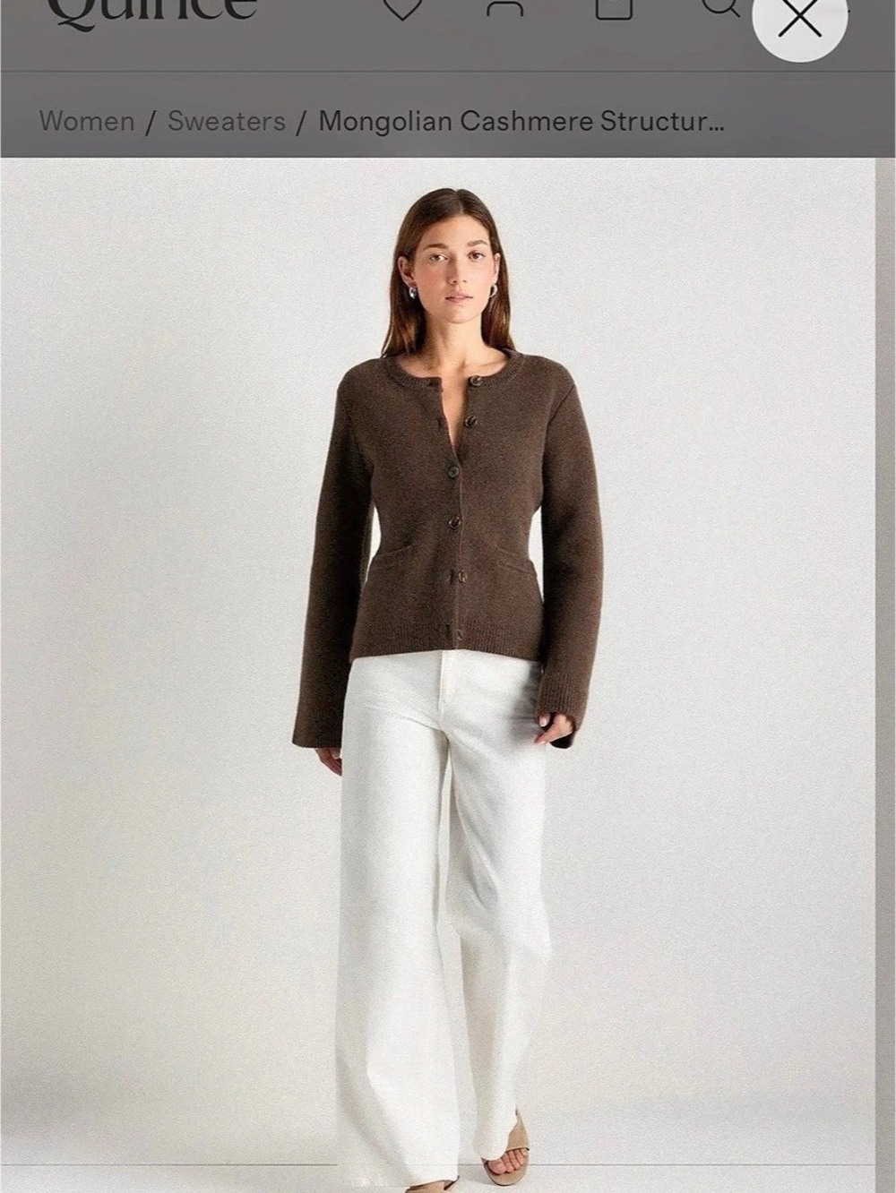 NWT Quince Mongolian Cashmere Structured Cardigan Brown Cardigan | FREE SHIPPING